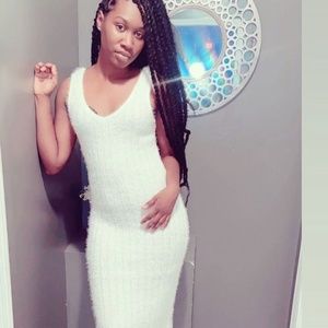 White fuzzy dress- Size L